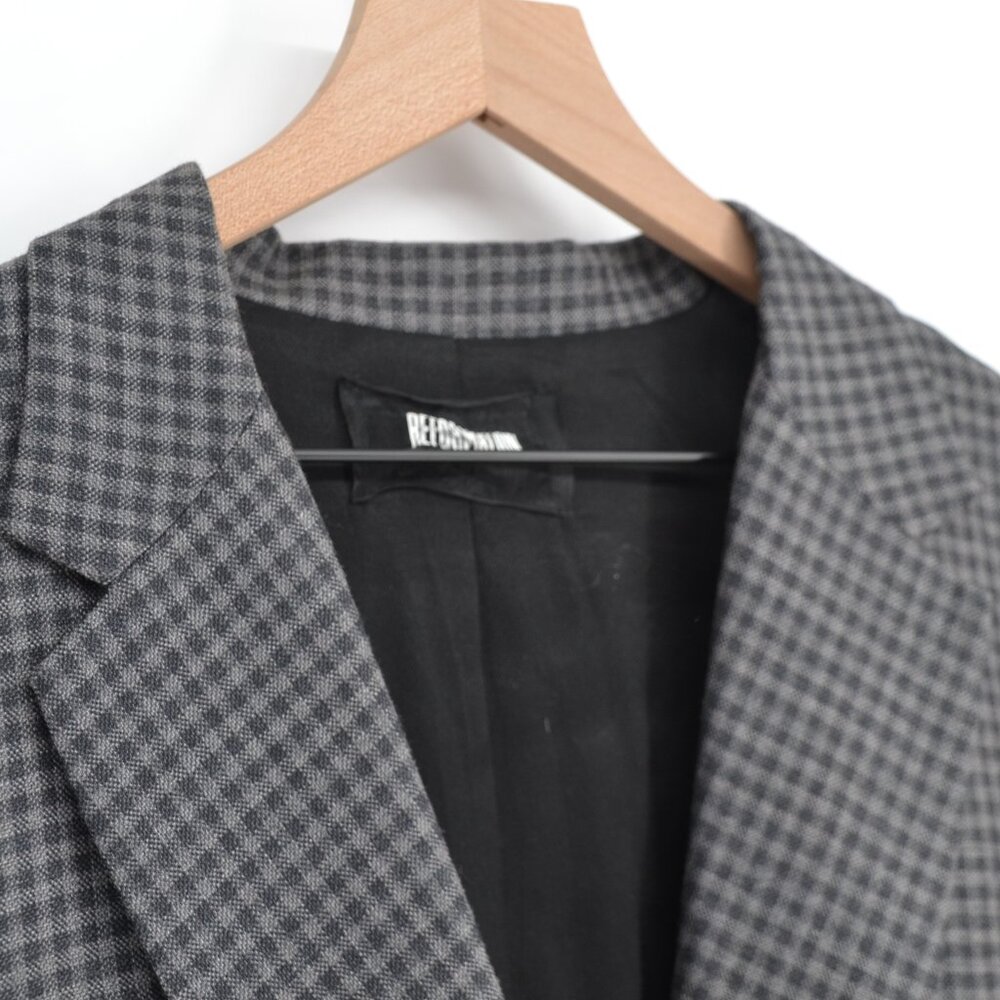 Reformation Double Breasted Blazer Jacket Oversized Gingham Check Gray Womens S - Picture 4 of 6